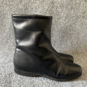 Vintage Deerskin Black Leather Shearling Lined Comfort Bootie Women's US 8 Zip